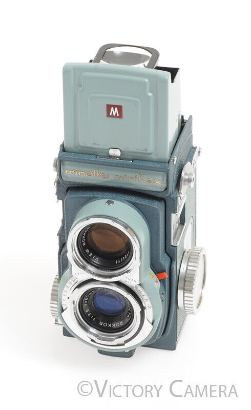 Rare Minolta Miniflex Blue 4x4 TLR Camera w/ Rokkor 60mm f3.5 -Clean in Case- - Victory Camera