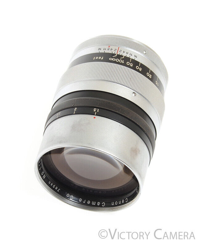 Canon Rare 85mm f1.5 LTM L39 Screw Mount Lens -Very Clean w/ Finder & Case- - Victory Camera
