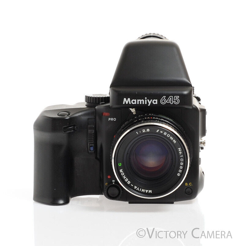 Mamiya 645 Pro Camera w/ Metered Prism, 80mm C Lens &amp; Winder -Clean- - Victory Camera