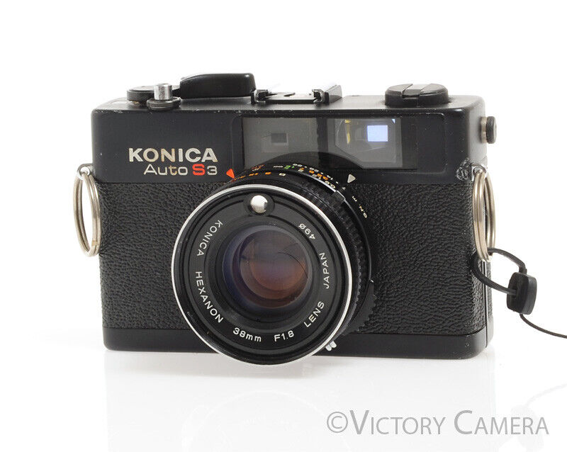 Konica Auto S3 Black 35mm Film Point-and-Shoot Camera w/ 38mm f1.8 Lens -As-Is- - Victory Camera