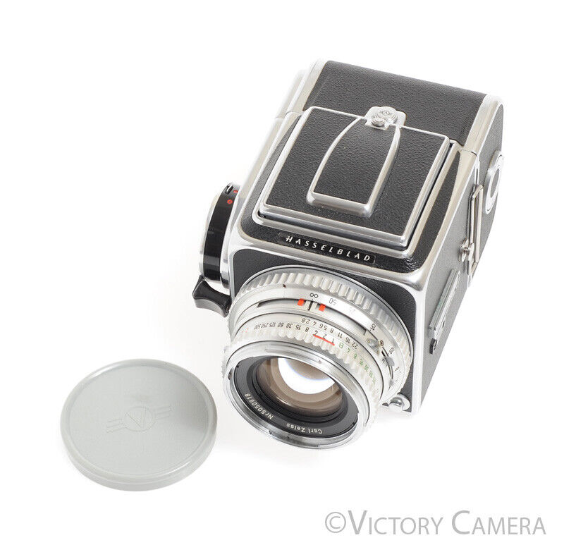Hasselblad 500c Chrome Camera w/ Rare Split Prism Grid Screen, 80mm, 12 Back -New Seals- - Victory Camera