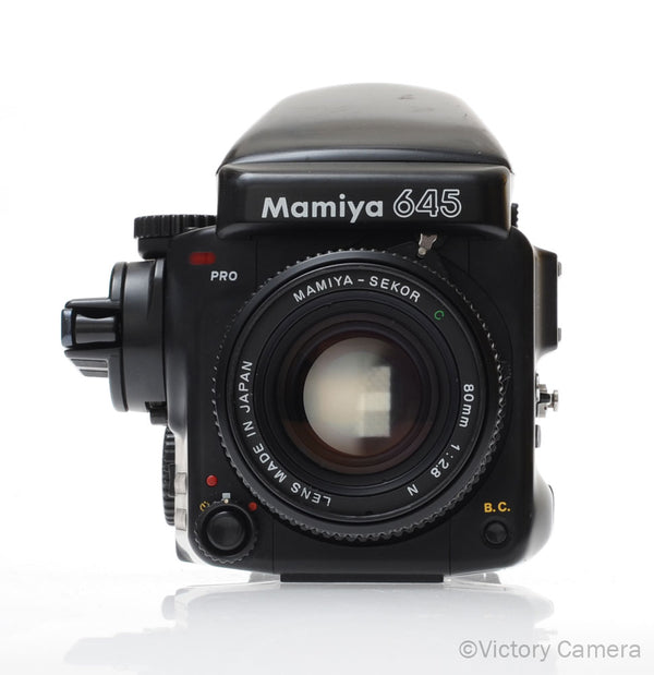 Mamiya 645 Pro Camera Eyelevel Prism 80mm f2.8 N Lens 120 Back [EXC]