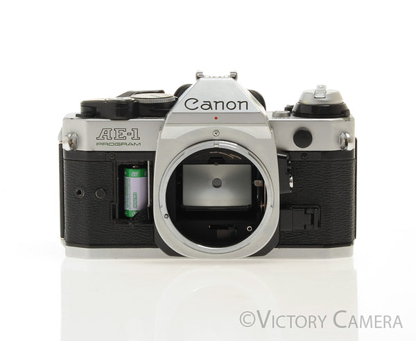 Canon AE-1 Program 35mm Chrome Film Camera Body -No Batt. Door- [BAR]