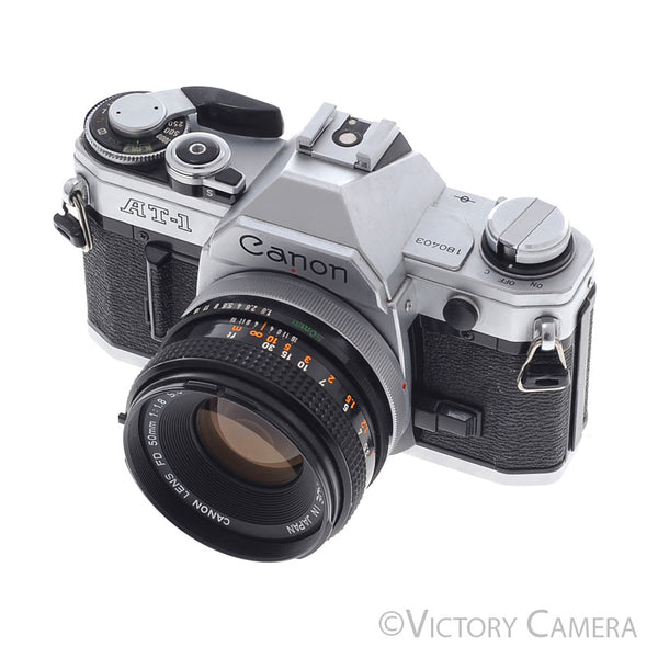Canon AT-1 35mm Film Camera w/ 50mm f1.8 Lens -New Seals- [EXC-]