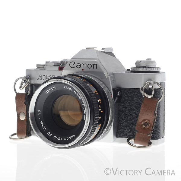 Canon AV-1 Chrome 35mm Film Camera w/ 50mm f1.8 Lens [EXC]