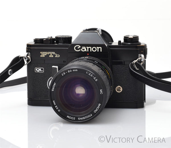 Canon FTb QL Black 35mm Film Camera w/ 28-80mm Zoom Lens [EXC]