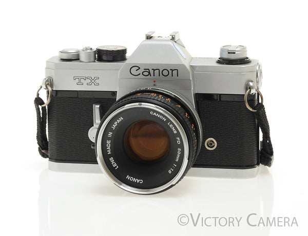 Canon TX Chrome 35mm SLR Camera w/ 50mm f1.8 Lens -New Seals- [EXC]