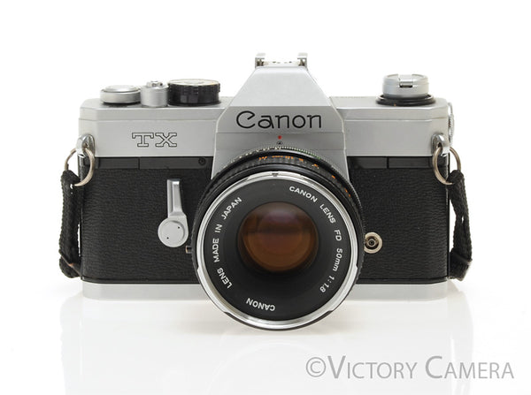 Canon TX Chrome 35mm SLR Camera w/ 50mm f1.8 Lens -New Seals- [EXC]