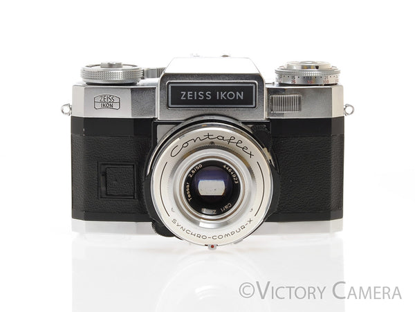 Zeiss Ikon Contaflex Chrome 35mm Camera w/ 50mm f2.8 Lens -No Meter- [