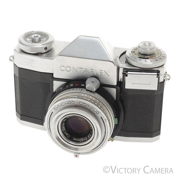 Zeiss Ikon Contaflex Chrome 35mm Camera w/ 50mm f2.8 Tessar Lens [EXC]