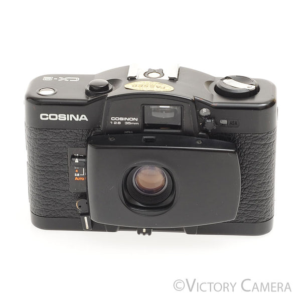 Cosina CX-2 35mm Film Camera w/ CX-11 Flash And Motordrive [EXC+]