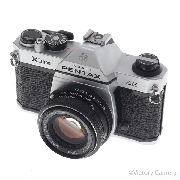 Pentax K1000 SE Chrome 35mm Film Camera w/ 50mm f1.7 Lens [EXC+]