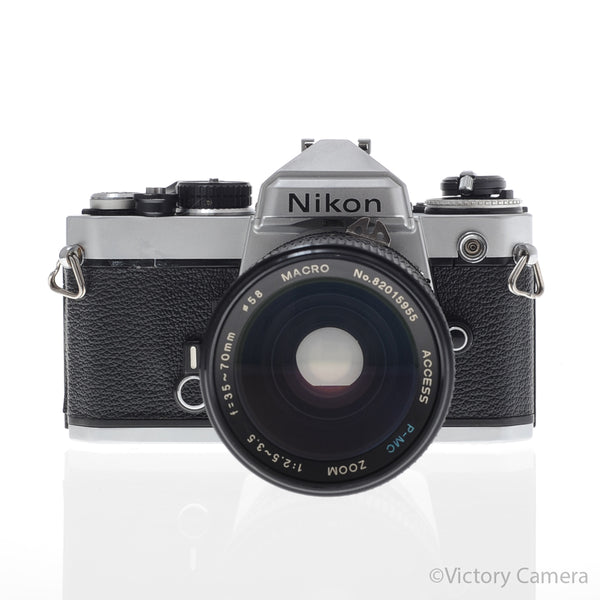 エ*7様 美品 Nikon FE2 ZOOM 35-70mm 28mm MD-1 Nikon FE Chrome 35mm Film Camera w/ 35-70mm Zoom Lens [EXC]