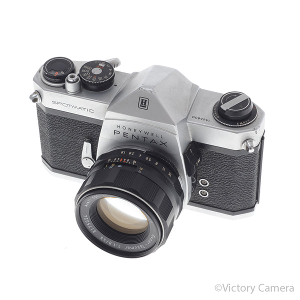 Pentax Spotmatic Chrome 35mm Camera w/ 55mm f1.8 Lens -No Meter- [EXC]