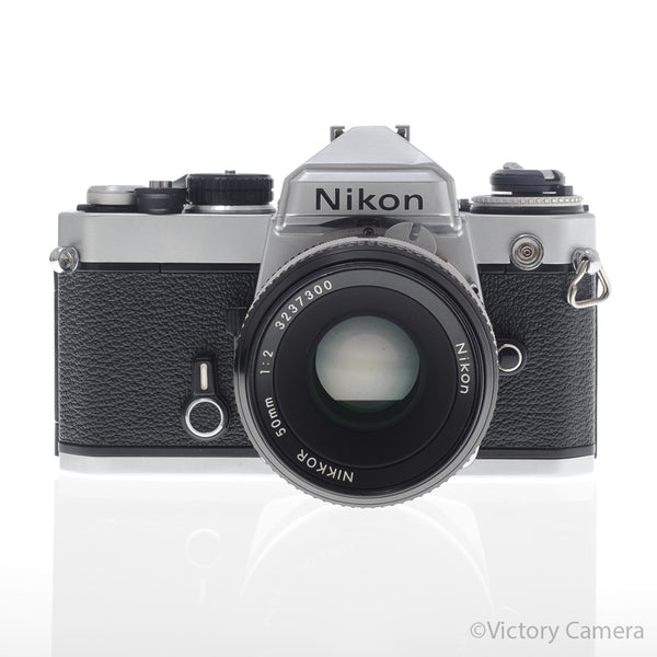 Nikon FE Chrome 35mm Film Camera 50mm f2 AI Lens [GOOD]