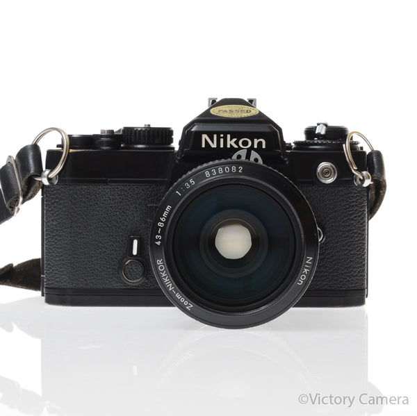 ☆完全動作＆美品☆Nikon FE 35m F2.5 SERIES E ＃446 Nikon FE Black 35mm Film Camera with 43-86mm F3.5 Zoom Lens [GOOD]