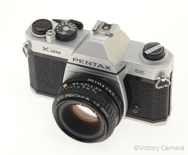 Pentax K1000 SE 35mm Film Camera w/ 50mm f2 Lens -New Seals- [GOOD]