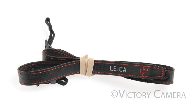 Leica Black with Red Stitch Leather Camera Strap 1/2 Width for D-Lux 4, 5, 6 - Victory Camera