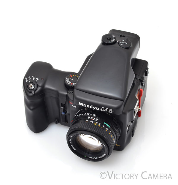 Mamiya 645 Pro Camera FE401 Metered Prism w/ 80mm N Lens & Winder [EXC