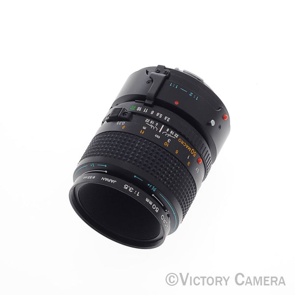 Minolta MD Rokkor-X 50mm f3.5 Macro Prime Lens w/ 1:1 Extension Tube [