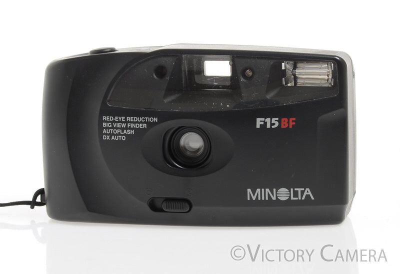Minolta F15BF Black 35mm Point & Shoot Film Camera - Victory Camera