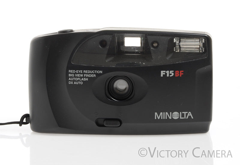 Minolta F15BF Black 35mm Point &amp; Shoot Film Camera - Victory Camera