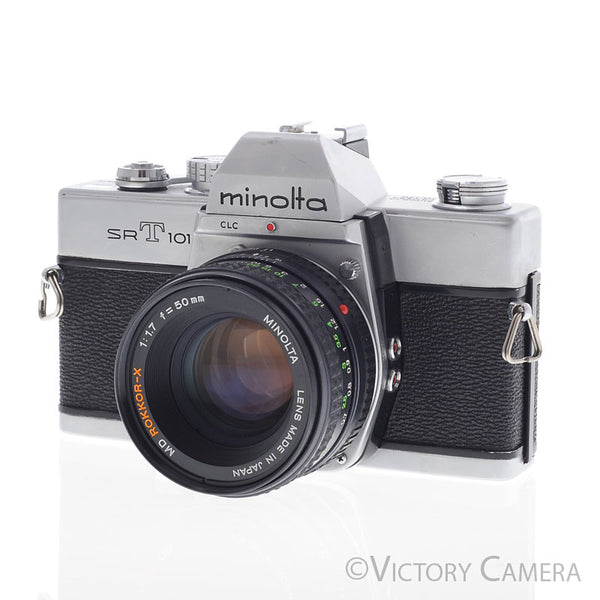 Minolta SRT101 SRT 101 Chrome 35mm Camera with 50mm f1.7 Lens [EXC]
