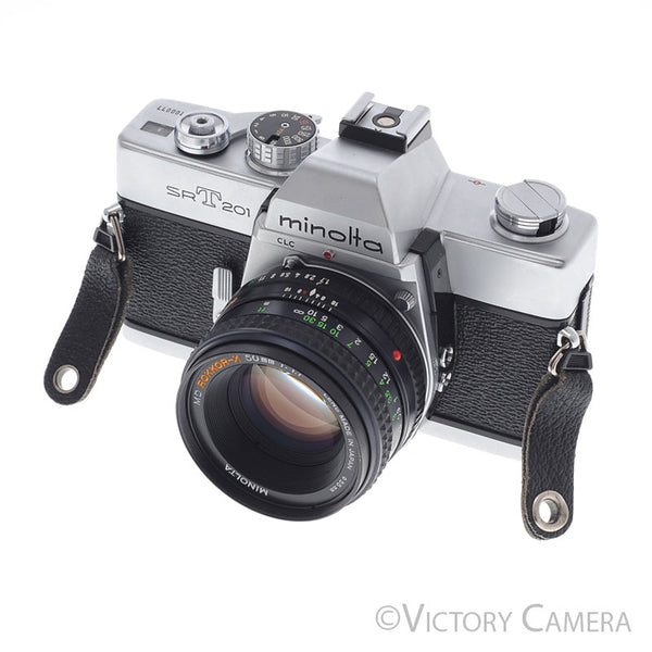 Minolta SRT 201 SRT201 Chrome 35mm Camera w/ 50mm f1.7 Lens [EXC-]
