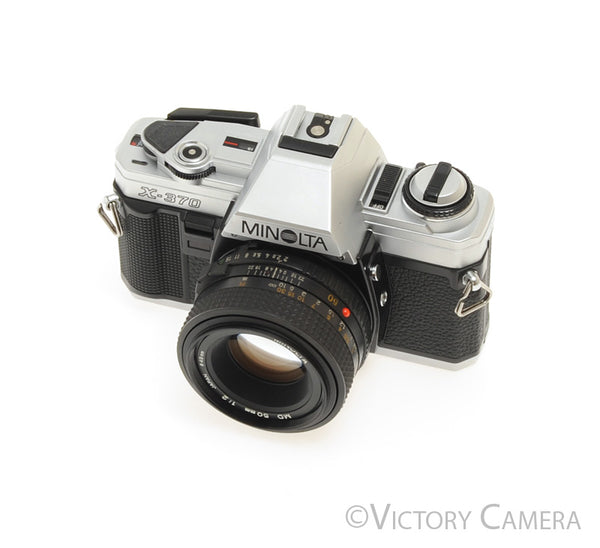 Minolta X-370 Chrome 35mm Manual Focus Camera w/ 50mm f2 Lens [EXC+]