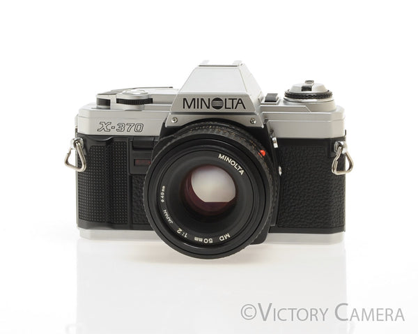 Minolta X-370 Chrome 35mm Manual Focus Camera w/ 50mm f2 Lens [EXC+]