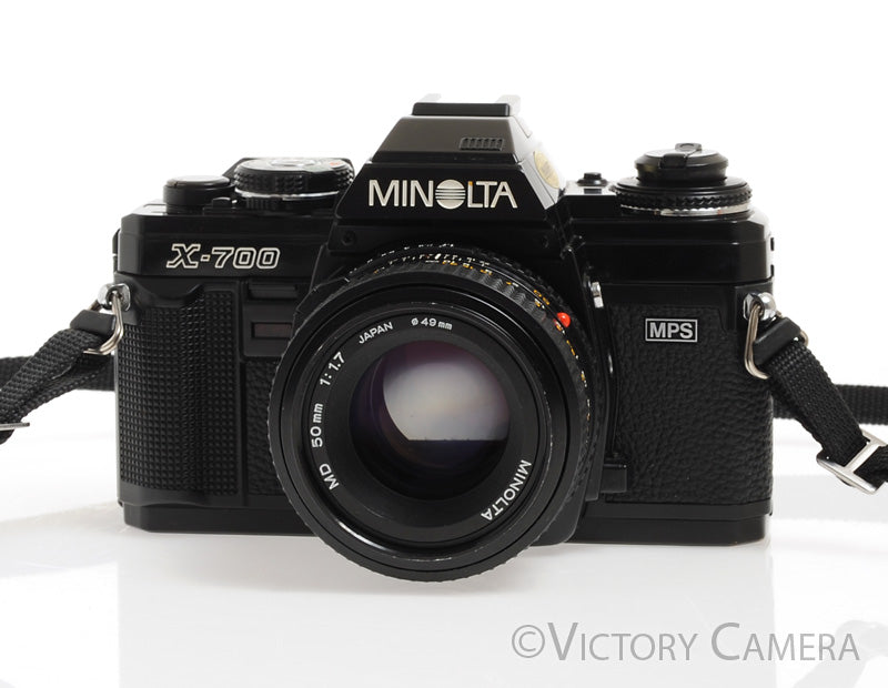 Minolta X-700 X700 Black SLR Film Camera w/ 50mm f1.7 Prime Lens -Clean- - Victory Camera