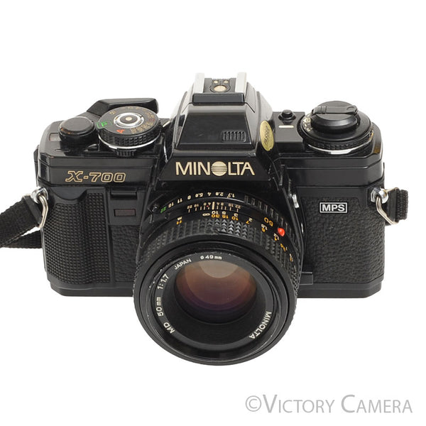 Minolta X-700 X700 Black 35mm SLR Film Camera w/ 50mm f1.7 Lens [EXC]