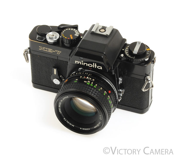 Minolta XE-7 XE7 Black 35mm Camera w/ Rokkor-X 50mm f1.7 Lens [EXC]