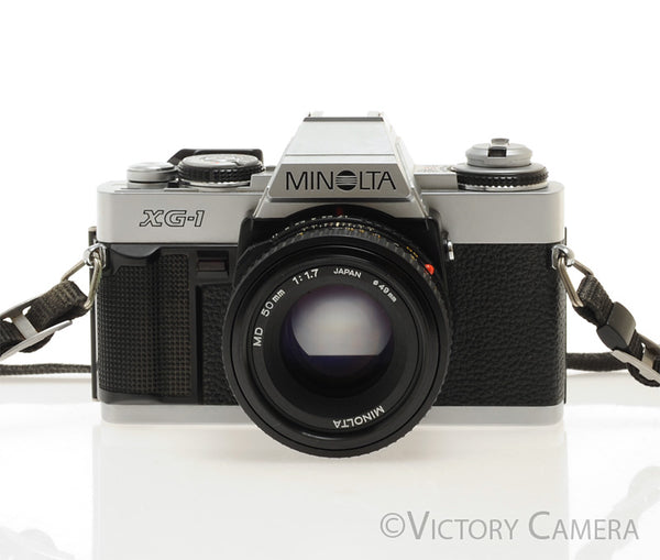 Minolta XG1 Chrome 35mm Camera w/ MD 50mm f1.7 Lens [EXC]