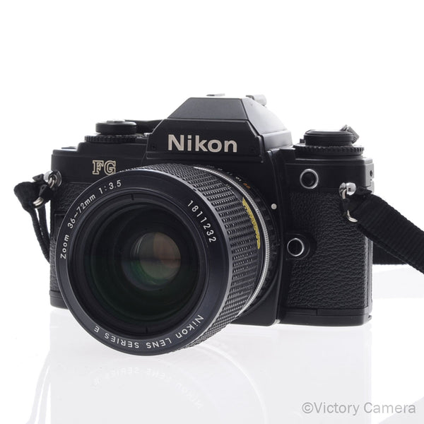 Nikon FG Black Camera w/ 43-86mm Zoom Lens -New Seals- [EXC]