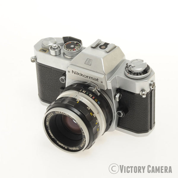 Nikon Nikkormat EL Chrome 35mm Camera w/ 50mm f2 Lens -New Seals- [EXC