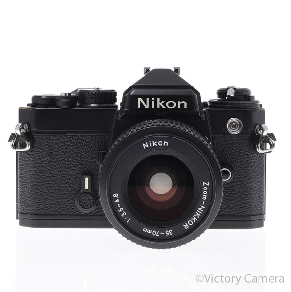 Nikon FE Black 35mm Film Camera with 35-70mm Zoom Lens [EXC+]