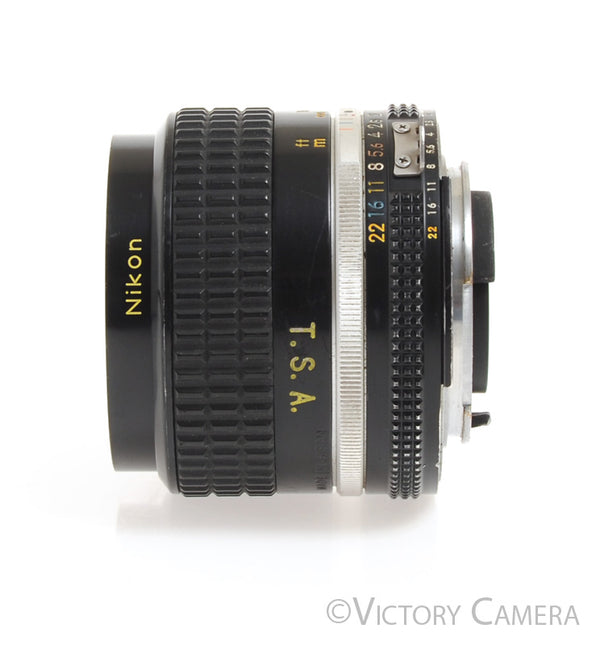 Nikon Nikkor 35mm f2.0 AI-S Fast Wide Angle Lens -Yellow Text, T.S.A-