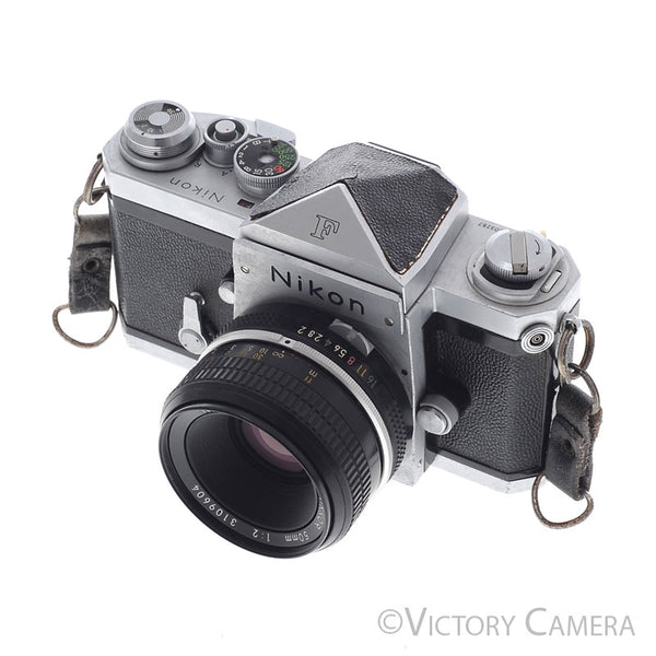 Nikon F Chrome 35mm Camera + 50mm f2 Lens Eye Level Finder [GOOD]