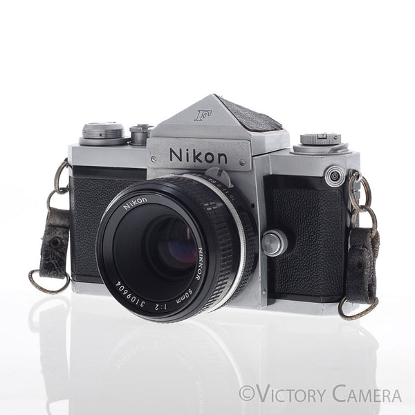 Nikon F Chrome 35mm Camera + 50mm f2 Lens Eye Level Finder [GOOD]