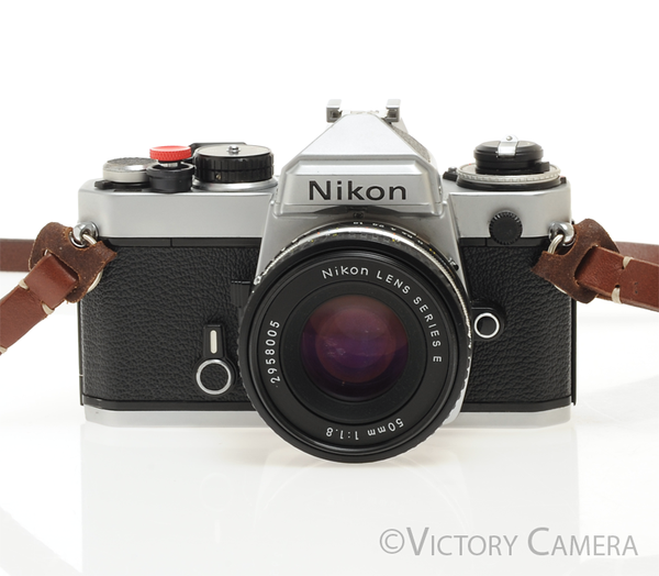Nikon FE Chrome 35mm Film SLR Camera 50mm f1.8 AI-S Lens -New Seals