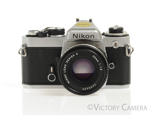 Nikon FE Chrome 35mm Film SLR Camera 50mm f1.8 AI-S Lens -New Seals- [