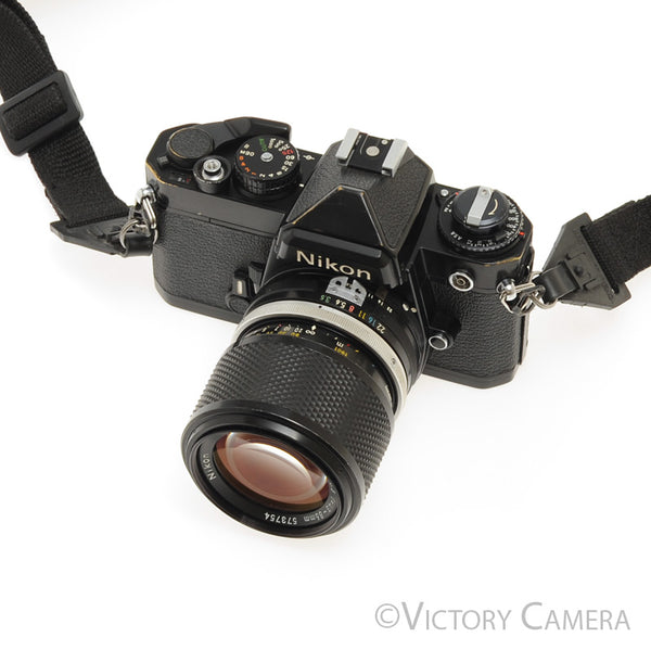 Nikon FE Black 35mm Film Camera with 43-86mm F3.5 Zoom Lens [EXC]
