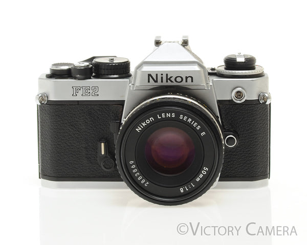 Nikon FE-2 FE2 Chrome 35mm Camera with 50mm f1.8 AI-s Lens -New Seals-