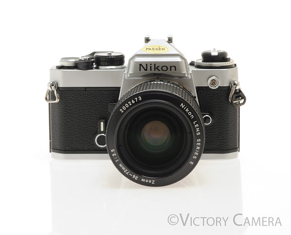 Nikon FE Chrome 35mm Film Camera w/ 36-72mm Lens -New Seals