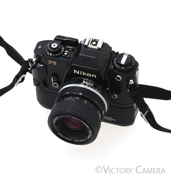 Nikon FG Black Camera w/ 35-70mm Zoom Lens + Motordrive [EXC]