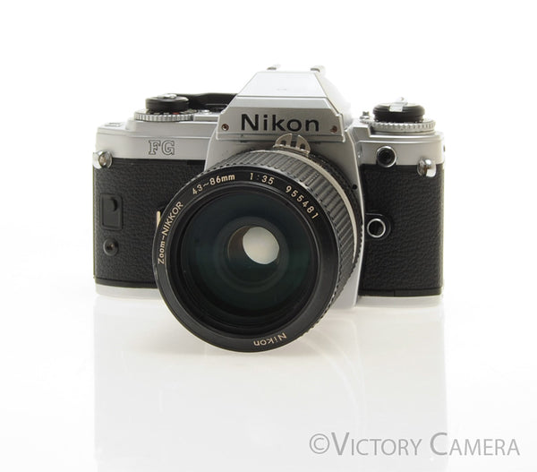 Nikon FG Chrome Camera w/ 43-86mm Zoom Lens -New Seals- [EXC]