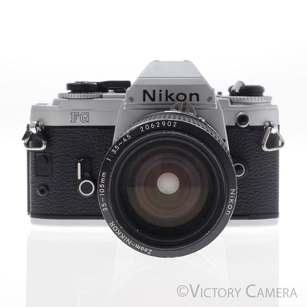 Nikon FG ＋ ZoomNikkor 35～105mm f3.5～4.5 Nikon FG Chrome Camera w/ 35-105mm Zoom Lens [EXC-]