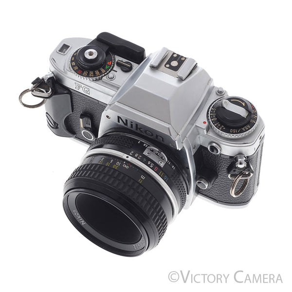 Nikon FG Chrome Camera w/ 50mm f2 Lens -New Seals- [EXC-]