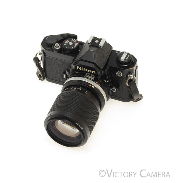Nikon FM Black 35mm Film Camera w/ 35-105mm f3.5-4.5 Zoom Lens [EXC]